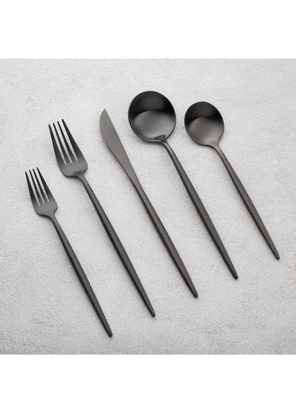Gorgeous Villa Modern Flatware, 20 piece, Matte Dark Stainless Steel, $165, NWOT